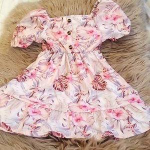 Girls dress Size 6 Tropical tiki pink hibiscus 🌺